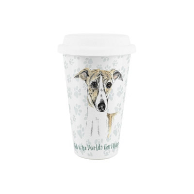 Whippet Dog Dad Ceramic Travel Mug - Novelty Dog Portrait Reusable Cup Gift - Image 3
