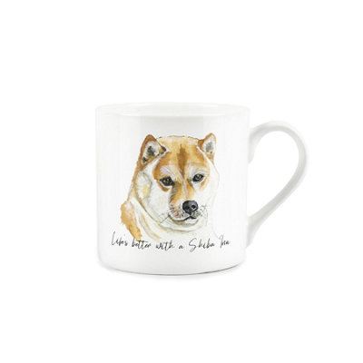 Purely Home Shiba Inu MugLifes Better With A Shiba Inu Bone China White MugTea/coffee Gift For Dog Lovers from B&Q