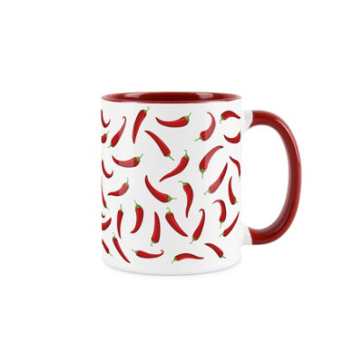 Purely Home Chilli Pepper MugLive Life With A Little SpiceTea/coffee Ceramic Red & White Cup Novelty Gift/present from B&Q