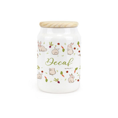 Purely Home Veg Patch Rabbits Ceramic Decaf CanisterBunnies In The Vegetable Allotment Kitchen Storage Container & Wooden Lid 600Ml from B&Q