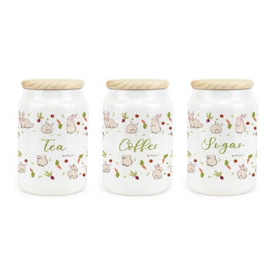 Purely HomeVeg Patch RabbitsTeaCoffee & Sugar CanisterKitchen Storage Jars from B&Q