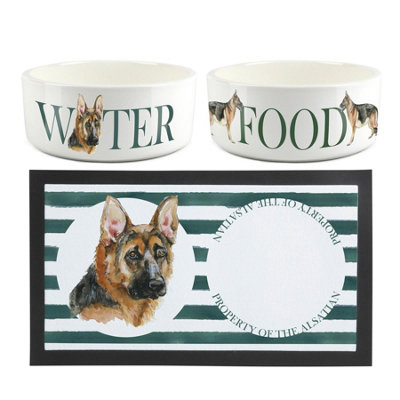Purely Home Alsatian Pet MatFood & Water Bowl Set from B&Q