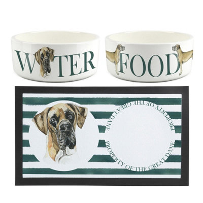 Purely Home Great Dane Pet MatFood & Water Bowl Set from B&Q