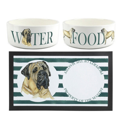 Purely Home Mastiff Pet MatFood & Water Bowl Set from B&Q