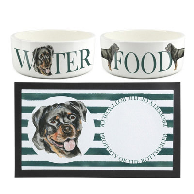 Purely Home Rottweiler Pet MatFood & Water Bowl Set from B&Q