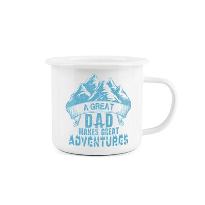 Purely Home Great Dad Great Adventures Enamel MugFathers Day Camping Gift Durable Hot Drinks White Outdoor CupTravel Picnics Home Hiking from B&Q