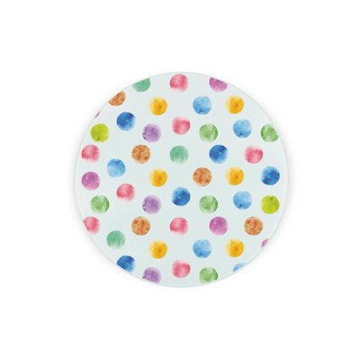 Purely Home Multicoloured Polka Dots Textured Glass Round Trivet - Small Kitchen Chopping Board - Green - Image 3