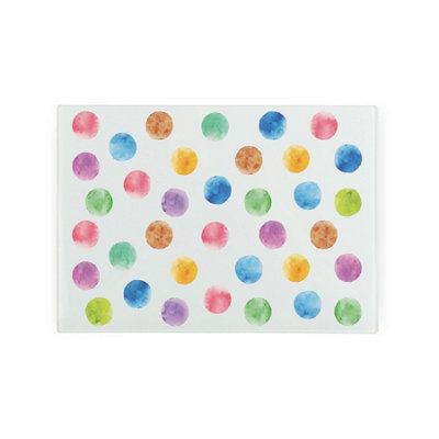 Purely Home Multicoloured Polka Dots Smooth Glass Worktop SaverSmall Chopping Board from B&Q
