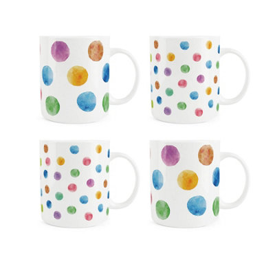 Purely Home Multicoloured Polka Dots Bone China MugsSet Of 4 from B&Q