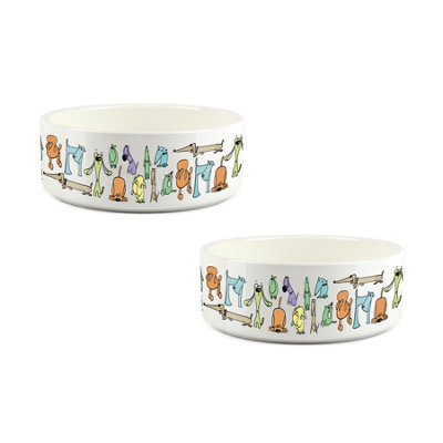 Cartoon Dogs Ceramic Pet Bowl Set - Mixed Food/Water Dish Gifts for Dog Owners - Image 3