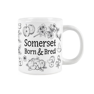 Purely Home Extra Large Somerset Born & Bred MugBlack & White Fruits CountyJumbo Novelty Coffee/tea Hot Drinks Cup Present from B&Q