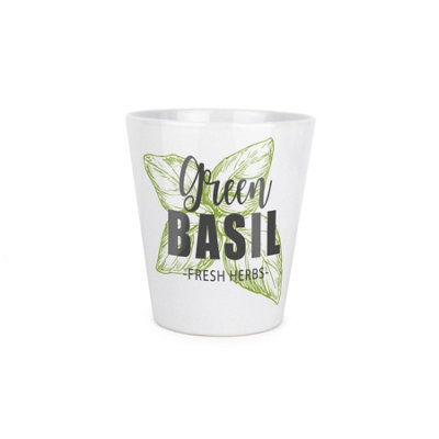 Purely Home Green Label Herbs Basil Plant PotSmall Ceramic Plant Pot Gift from B&Q