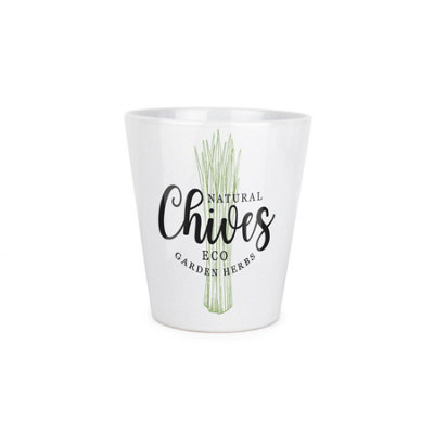 Purely Home Chives Herb Plant Pot - Cooking Ingredients Green Herbs Small Ceramic Indoor Plant Pot with Drainage Hole - Homeware Gift 9cm Diameter Flower Pot - Image 4