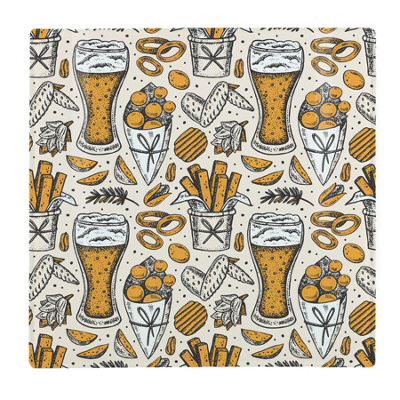 Purely Home Beers & Snacks Large Square Worktop Protector - Smooth Glass Chopping Board - Orange - Image 3