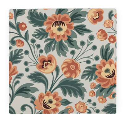 Orange Buds Square Glass Worktop Protector/Trivet - Floral Kitchen Gifts - Image 3
