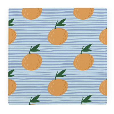 Purely Home Striped Mandarins Large Square Worktop ProtectorSmooth Glass Chopping Board from B&Q