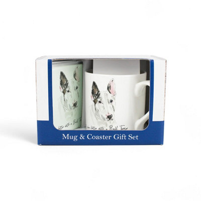 Purely Home Bull Terrier Mug & Coaster Gift SetLifes Better With A Bull TerrierBone China Mug And Glass Coaster Set from B&Q