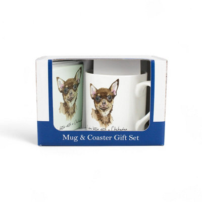 Purely Home Chihuahua Mug & Coaster Gift SetLifes Better With A ChihuahuaBone China Mug And Glass Coaster SetPresent For Dog Lovers from B&Q