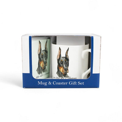 Purely Home Dobermann Mug & Coaster Gift SetLifes Better With A DobermannBone China Mug And Glass Coaster SetPresent For Dog Lovers from B&Q