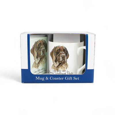 Purely Home German Shorthaired Pointer Mug & Coaster Gift SetLifes Better With A German Shorthaired PointerMug And Glass Coaster Set from B&Q
