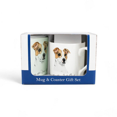 Purely Home Jack Russell Mug & Coaster Gift SetLifes Better With A Jack RussellBone China Mug And Glass Coaster Set from B&Q