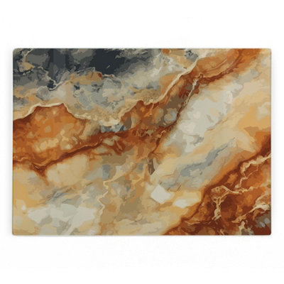 Purely Home Brown Marbled Worktop ProtectorLarge Smooth Glass Chopping Board from B&Q