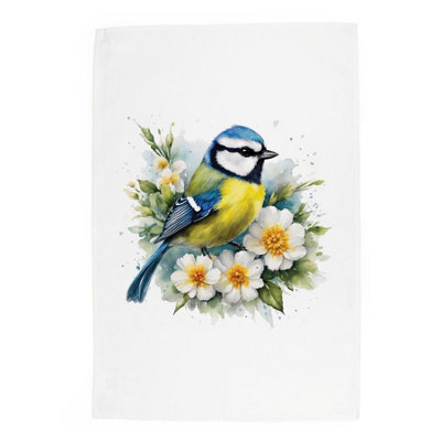 Purely Home Blue Tit Tea TowelPanama Cotton Dish Cloth Kitchen Gift For Bird Lovers from B&Q