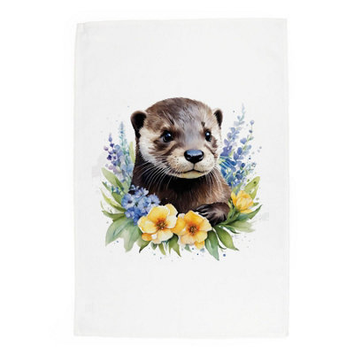 Purely Home Otter Tea TowelPanama Cotton Dish Cloth Kitchen Gift For Animal Lovers from B&Q