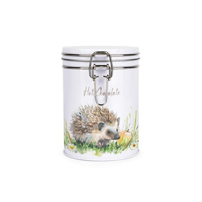 Purely Home Hedgehog Hot Chocolate CanisterCountryside Wildlife CreaturesMetal Clip Lid Kitchen Food Storage Jar 700Ml (13Cm X 9.5Cm) from B&Q