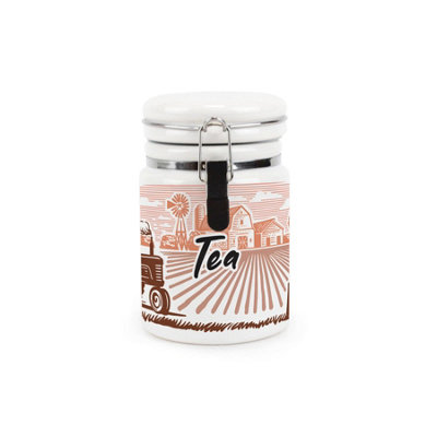 Purely Home Rural Landscapes Tea Ceramic CanisterCountryside Farming Scene GiftsStorage Container With Clip Lid 400Ml from B&Q