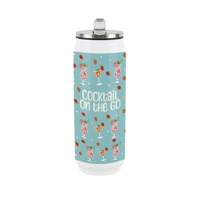 Purely Home Cocktails On The Go Large Drinking Can Flask With Straw