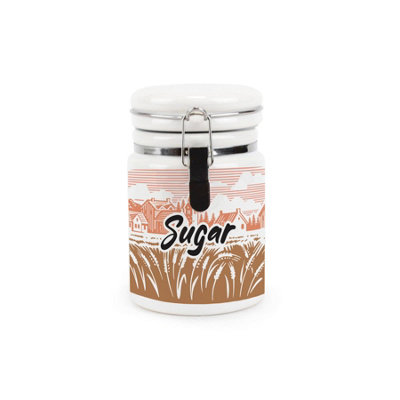 Purely Home Rural Landscapes Sugar Ceramic CanisterCountryside Farming Scene GiftsStorage Container With Clip Lid 400Ml from B&Q