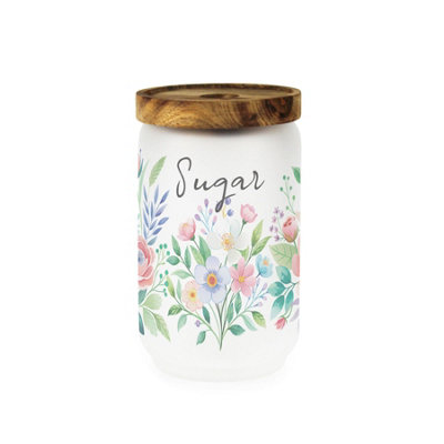Purely Home Floral Bouquet Glass Sugar Storage JarWatercolour Floral Kitchen Hot Drinks Canister/container 750Ml (15.5Cm X 9Cm) from B&Q