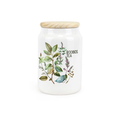 Purely Home Watercolour Herbs Ceramic Rooibos Tea Storage Canister - Green - Image 3