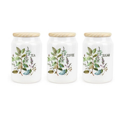 Purely HomeWatercolour HerbsTeaCoffee & Sugar CanisterKitchen Storage Jars from B&Q