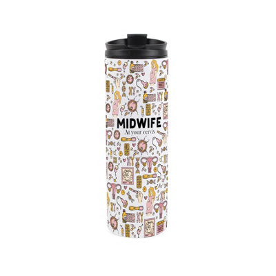 Purely Home Midwife Travel MugNovelty Trades Gift Stainless Steel Vacuum-Sealed Double-Walled Hot/cold Drinks Travel Flask from B&Q