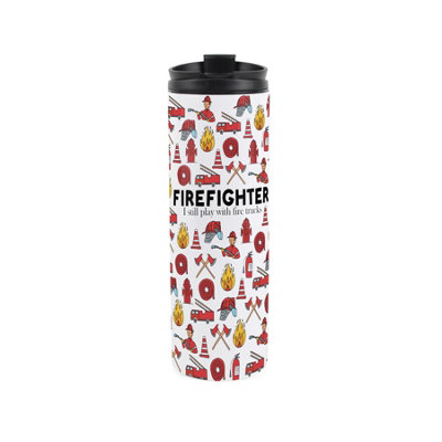 Purely Home Firefighter Travel MugNovelty Trades Gift Stainless Steel Vacuum-Sealed Double-Walled Hot/cold Drinks Travel Flask from B&Q
