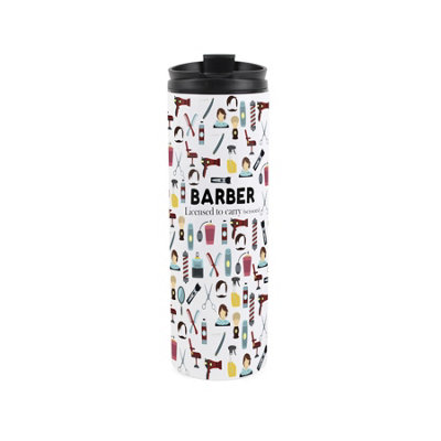 Purely Home Novelty Barber Travel Flask - Reusable Stainless Steel Tumbler Gift - Multicoloured - Image 3
