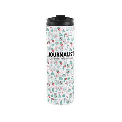 Purely Home Journalist Travel MugNovelty Trades Gift Stainless Steel Vacuum-Sealed Double-Walled Hot/cold Drinks Travel Flask from B&Q