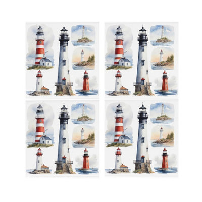 B&Q -  Lighthouses Ceramic Coaster SetSailing Boating Coastal Decor Square Set Of Four (4) Coasters Gift