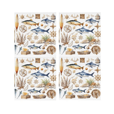 Seaside Maritime Ceramic Coaster Set - Square Set of 4 Coasters Gift - Image 3