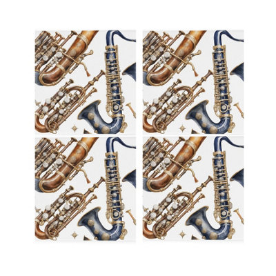Purely Home Musical Instruments Ceramic Coaster SetGift For Musicians Square Set Of Four (4) Coasters from B&Q