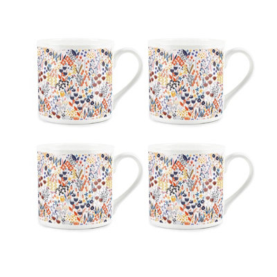 Purely Home Summers Day Bone China MugsSet Of 4