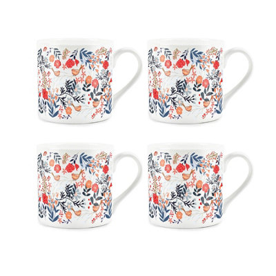 B&Q -  Singing Birds Bone China MugsSet Of 4