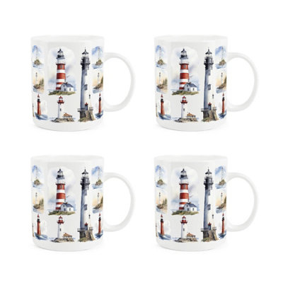 Purely Home Lighthouses Bone China MugsSet Of 4
