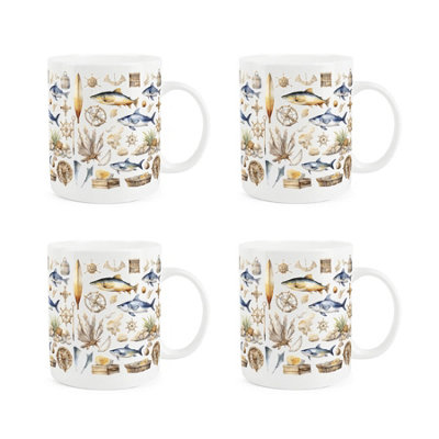 Purely Home Seaside Bone China MugsSet Of 4 from B&Q