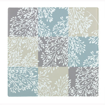 Purely Home Checked Leaves Large Square Worktop ProtectorSmooth Glass Chopping Board from B&Q