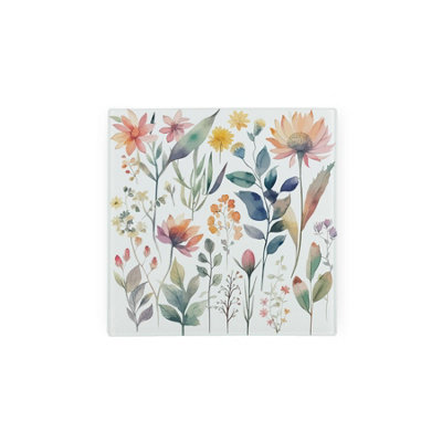 Purely Home Pastel Flowers Glass Hot Pot StandHeat Resistant Non-Slip Trivet from B&Q