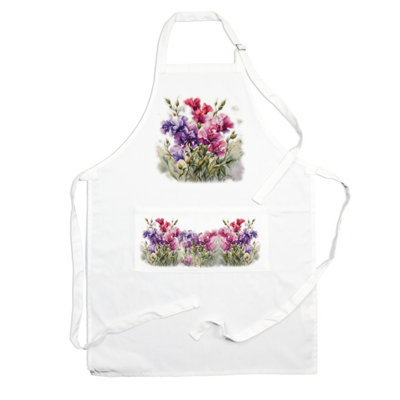Purely Home  Garden Flowers Sweet Peas ApronFloral Gifts For HerCooking & Baking from B&Q