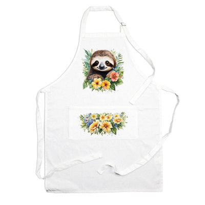 Purely Home Exotic Animals & Flowers Sloth ApronFloral Gifts For HerCooking & Baking from B&Q